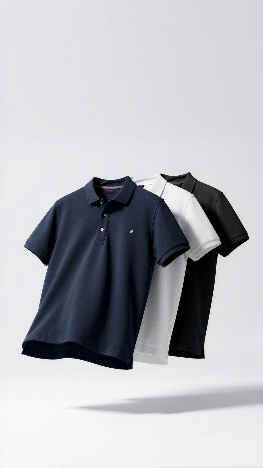 Camisetas de diferentes cores que foram fabricadas com algodão premium.