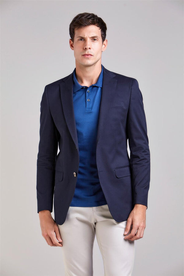 Blazer Alfaiataria Blue Lable Liso 2 Botões Slim Fit - Azul Marinho