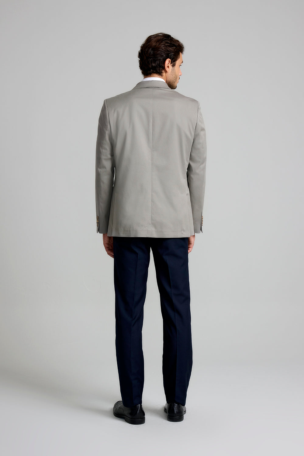 Blazer Slim Fit Liso - Cinza Claro