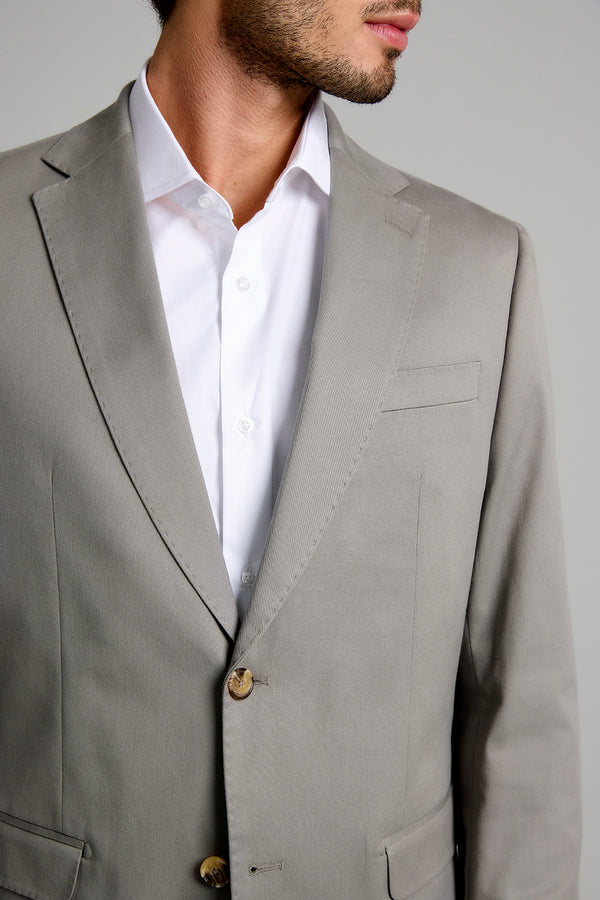 Blazer Slim Fit Liso - Cinza Claro