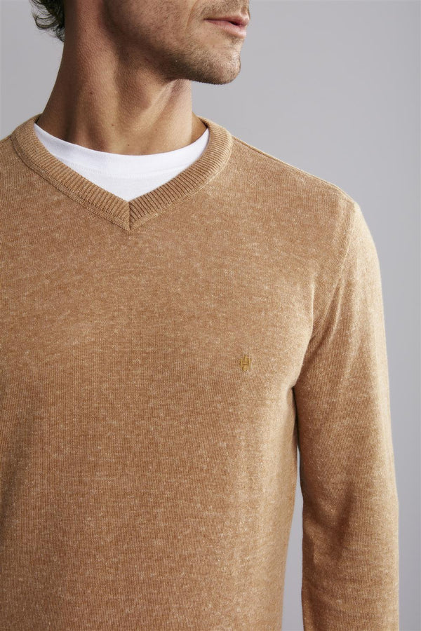Tricot Gola V Slim Fit - Laranja