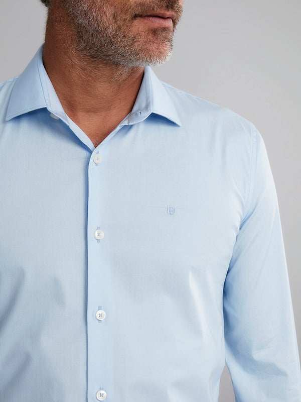 Camisa Lisa Slim Fit - Azul Claro