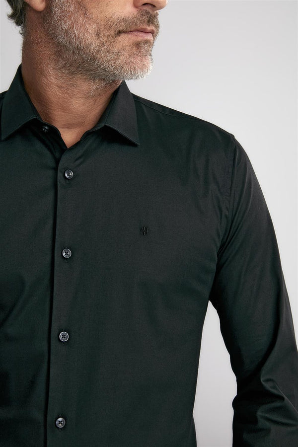 Camisa Lisa Slim Fit - Preto