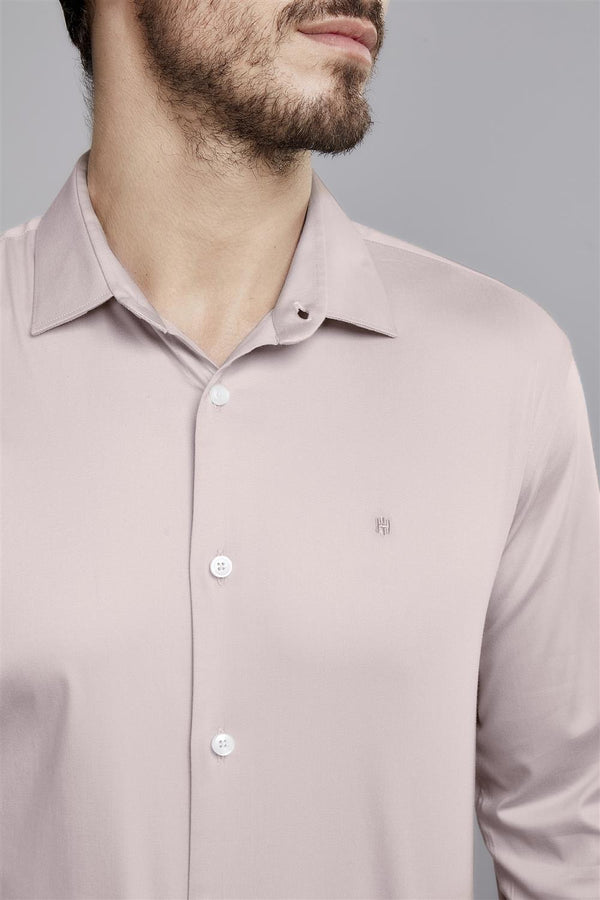 Camisa Lisa Slim Fit - Rosa