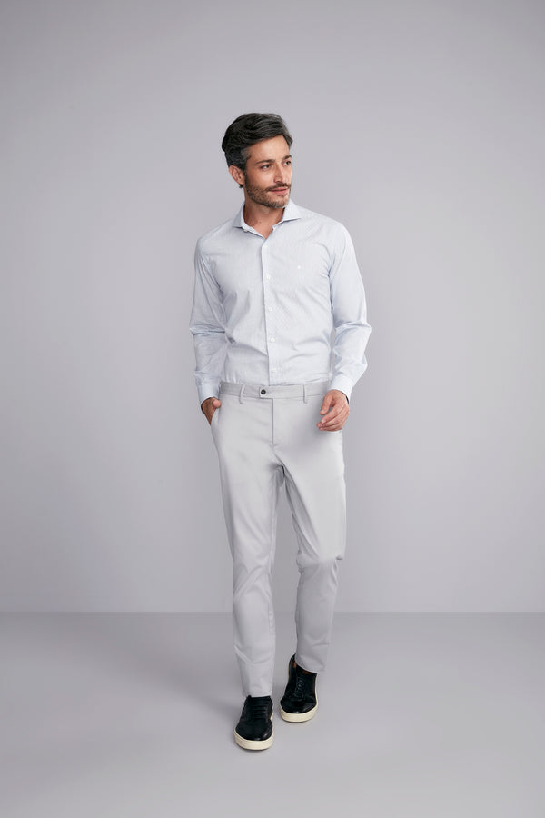 Camisa Manga Longa Fio Tinto Slim Fit Listrada - Azul Marinho