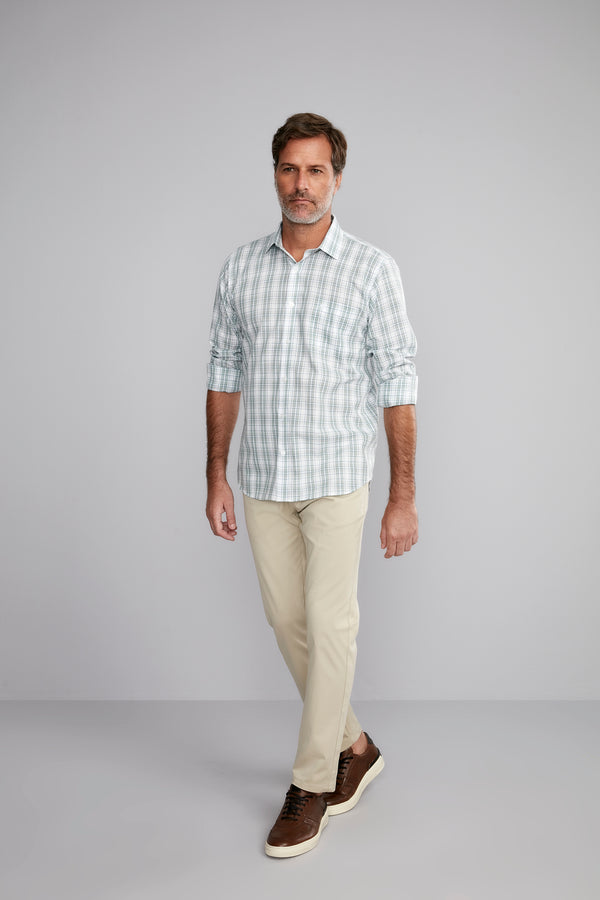 Camisa Manga Longa com Bolso Fio Tinto Classic Fit - Verde