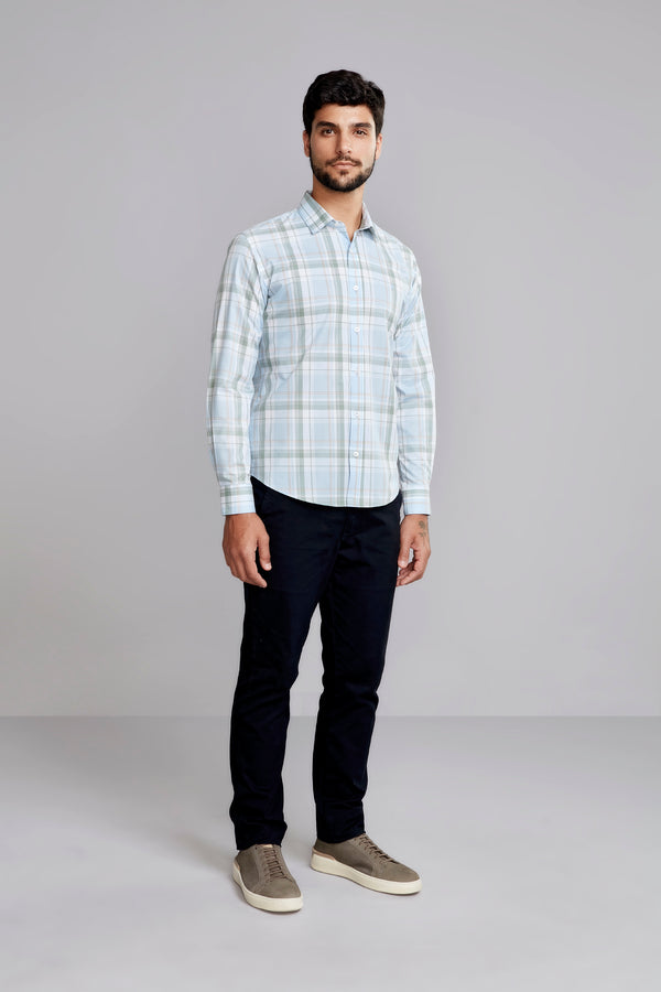 Camisa Manga Longa Xadrez Slim Fit - Verde