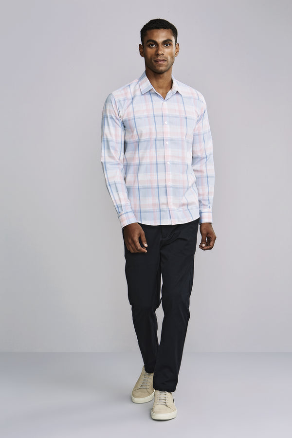 Camisa Manga Longa Xadrez Slim Fit - Rosa