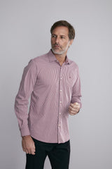 Camisa Manga Longa Fio Tinto Slim Fit - Vinho