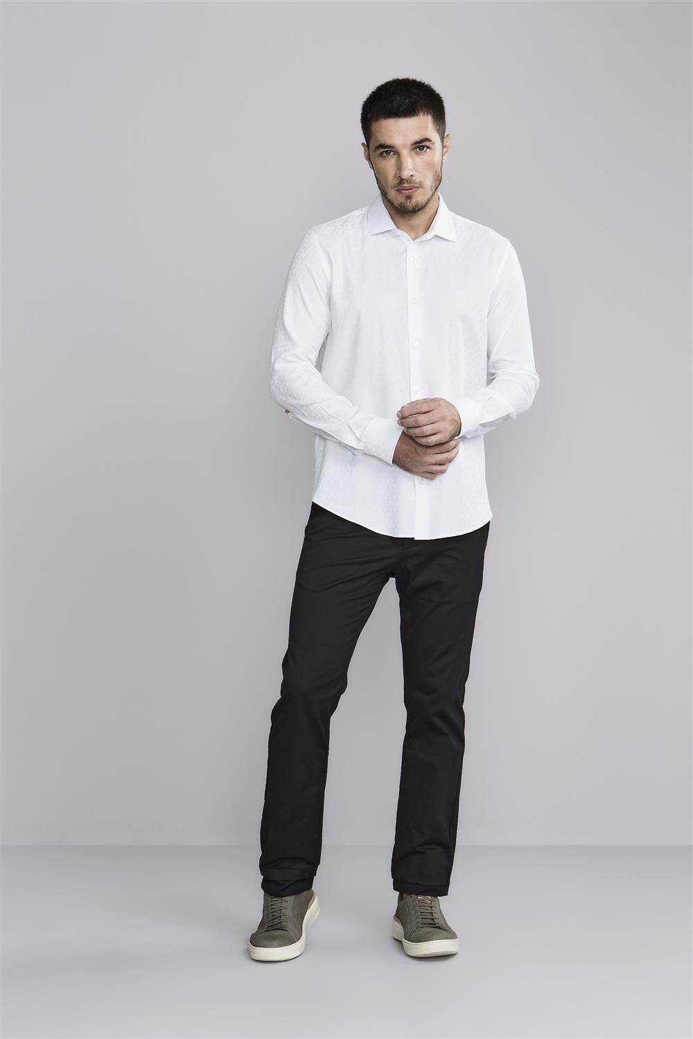 Camisa Manga Longa Jacquard Slim Fit