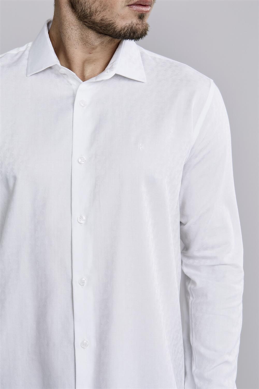 Camisa Manga Longa Jacquard Slim Fit