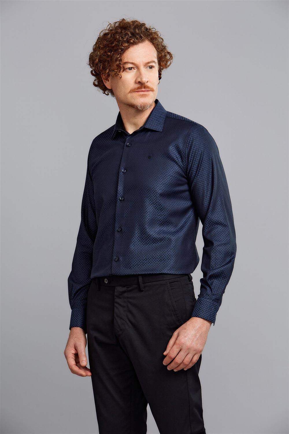 Camisa Manga Longa Comfort Jacquard