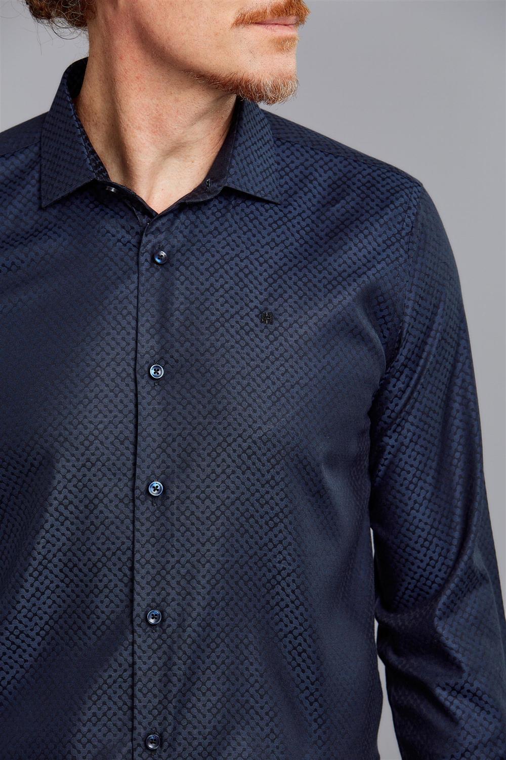 Camisa Manga Longa Comfort Jacquard