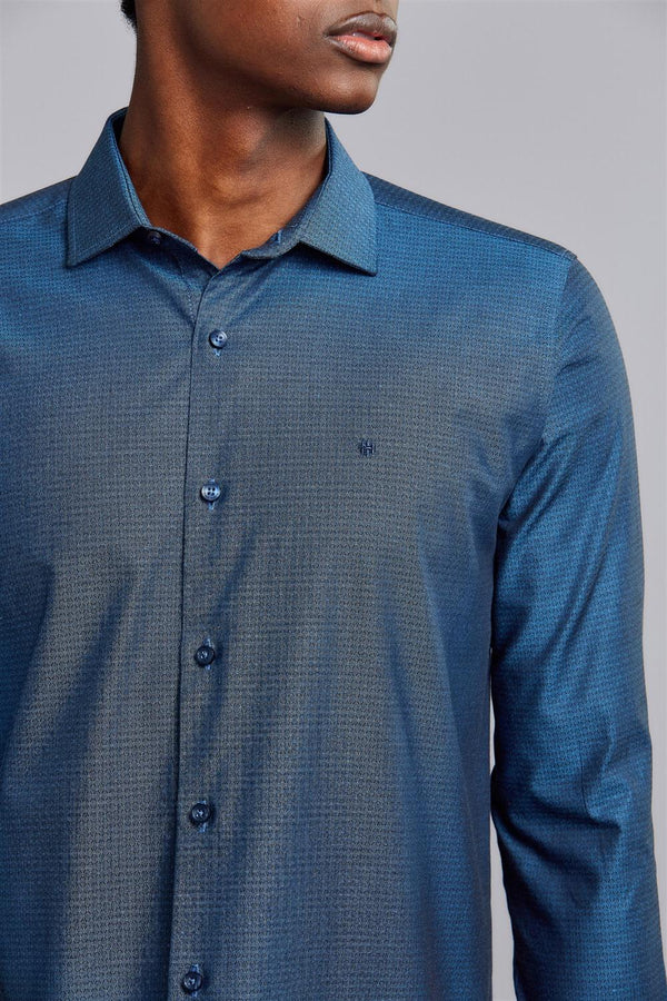 Camisa Manga Longa Algodão Egípcio Classic Fit - Azul