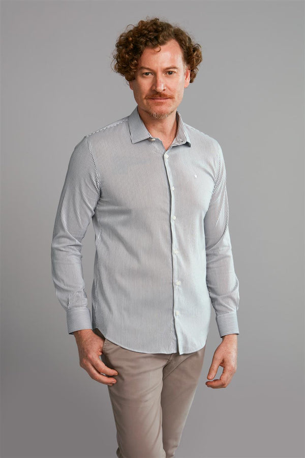 Camisa Fio Tinto Slim Fit Listrada - Preto