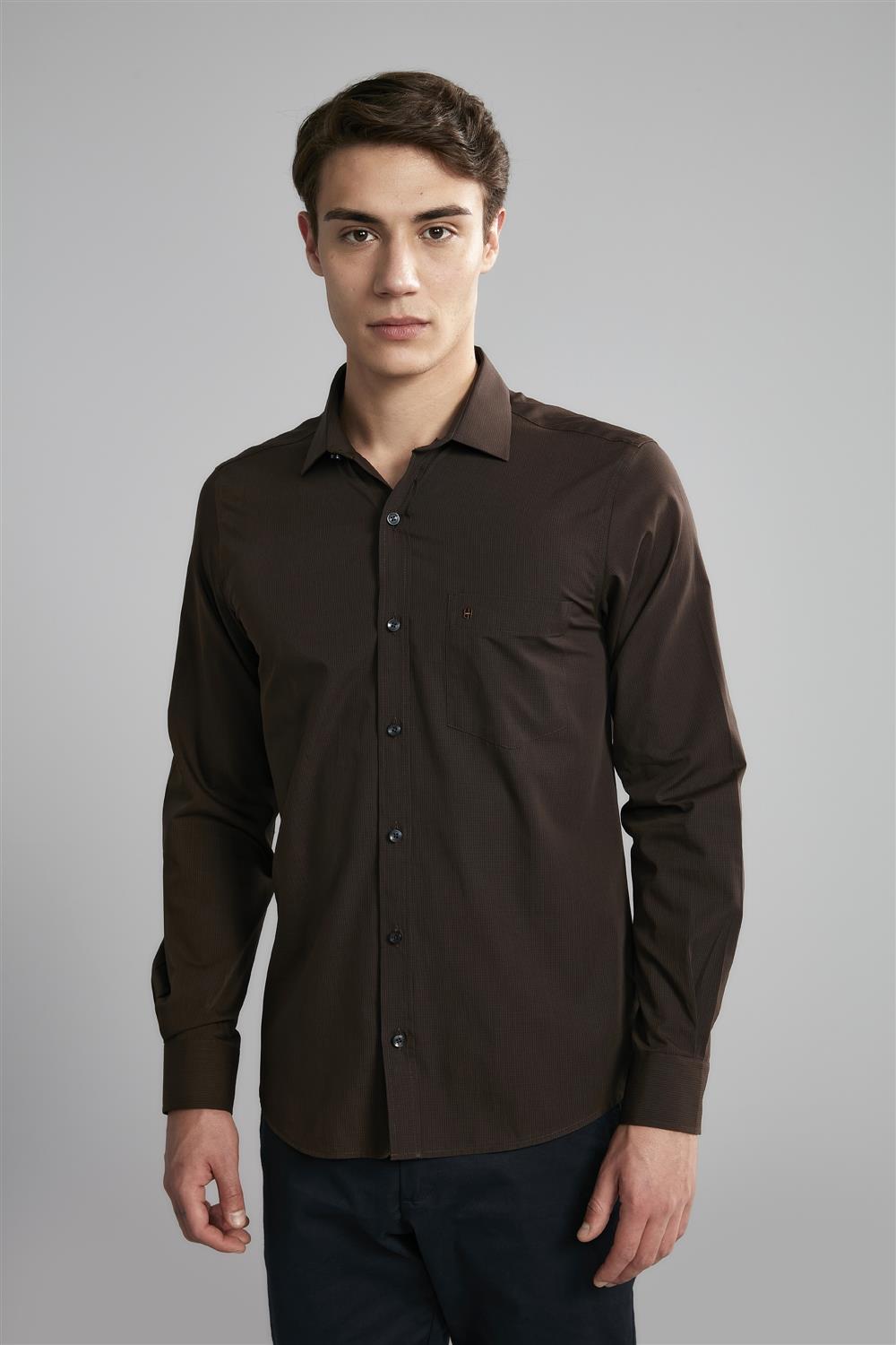 Camisa Manga Longa com Bolso Fio Tinto Classic Fit