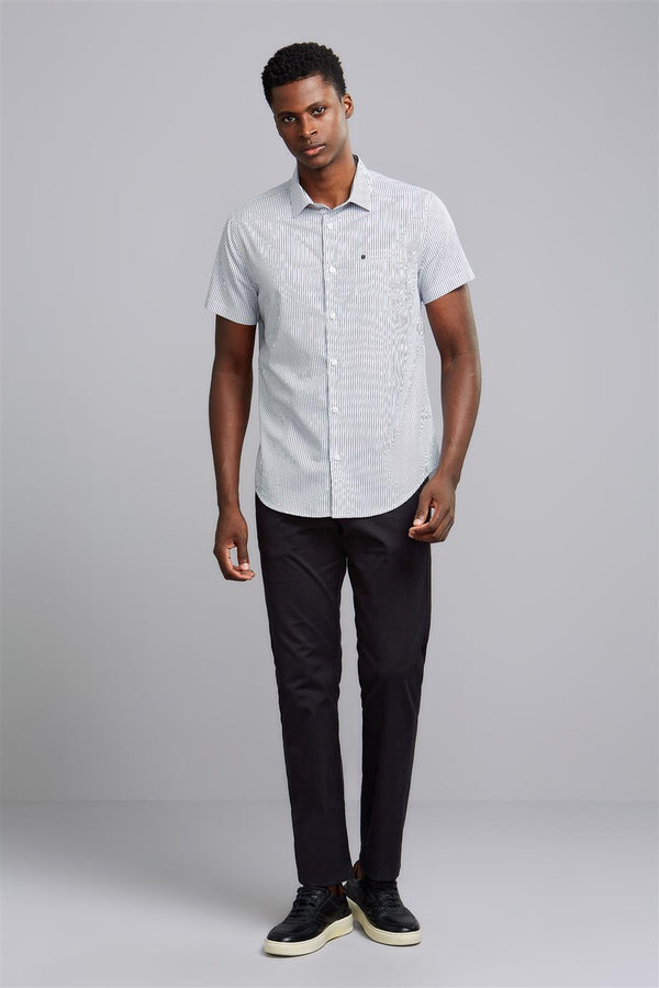 Camisa Manga Curta com Bolso Comfort Fio Tinto - Branco