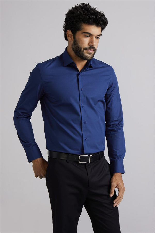Camisa Social Slim Fit Lisa - Azul Marinho