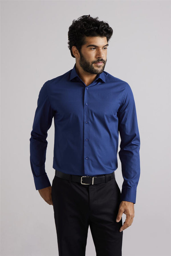 Camisa Social Lisa Comfort - Azul Marinho