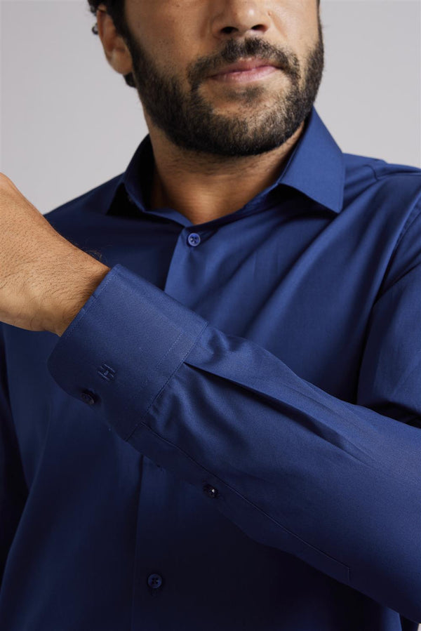 Camisa Social Lisa Comfort - Azul Marinho