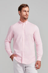 Camisa Lisa Oxford Slim Fit - Rosa Claro