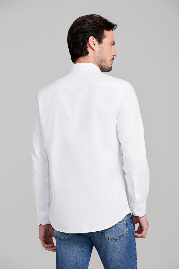 Camisa Lisa Oxford Slim Fit - Branco
