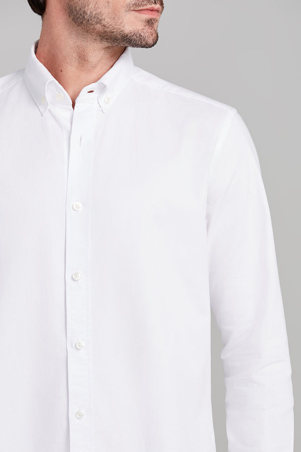 Camisa Lisa Oxford Slim Fit - Branco
