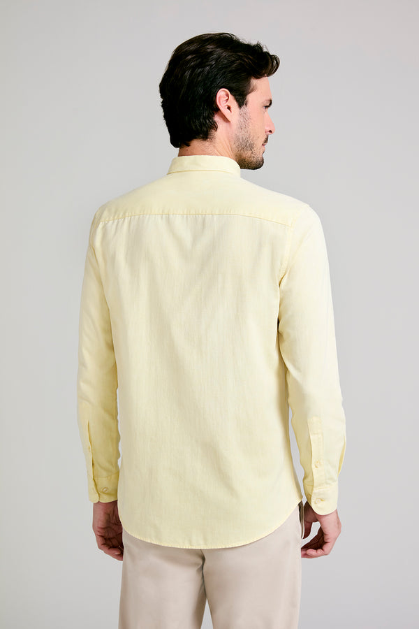 Camisa Lisa Oxford Slim Fit - Amarelo