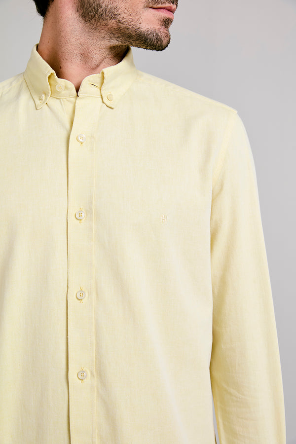 Camisa Lisa Oxford Slim Fit - Amarelo