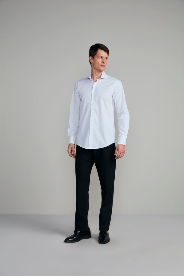 Camisa Social Slim Fit Listrada - Azul Claro