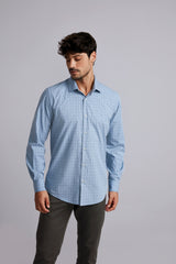 Camisa Algodão Egípcio Slim Fit Listrada - Azul Claro