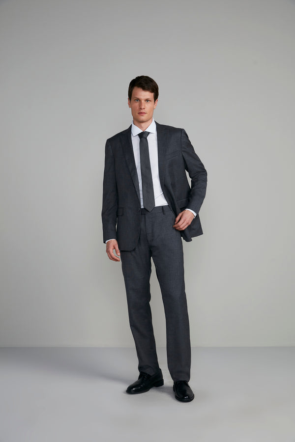 Terno Slim Fit Liso Lavável - Cinza Chumbo