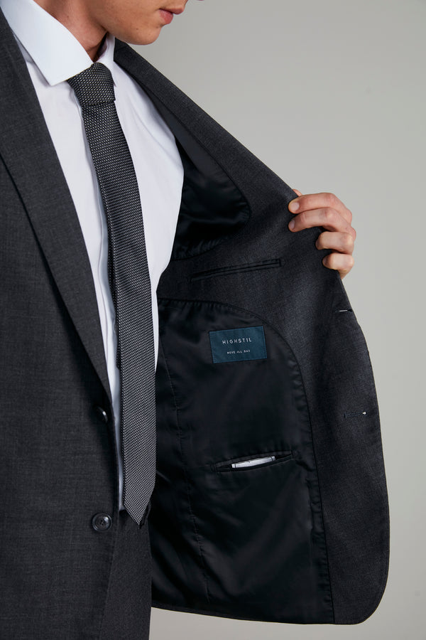 Terno Slim Fit Liso Lavável - Cinza Chumbo