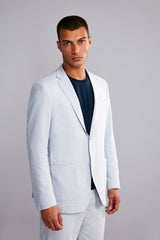 Blazer Alfaiataria Liso Linen Blend Slim Fit - Azul Claro