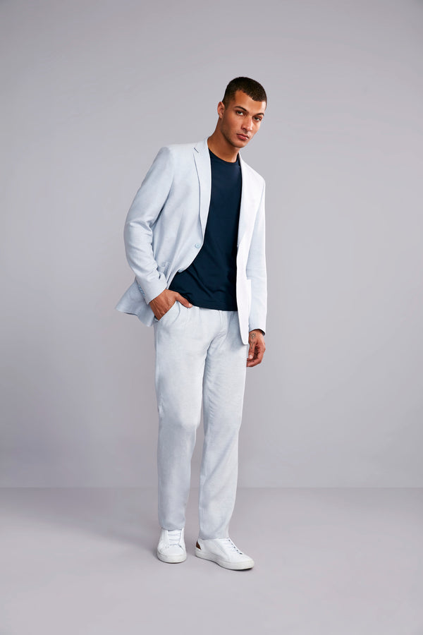 Blazer Alfaiataria Liso Linen Blend Slim Fit - Azul