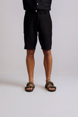 Bermuda Chino Comfort Linen Blend - Preto