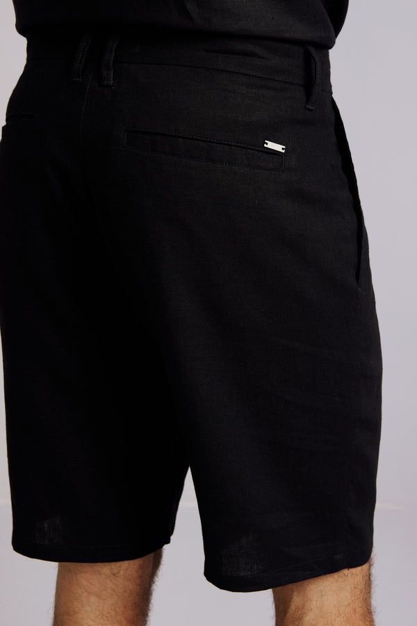 Bermuda Chino Comfort Linen Blend - Preto