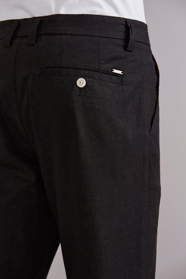 Calça Chino Comfort Linen Blend - Preto