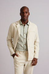 Blazer Linen Blend Slim Fit - Bege