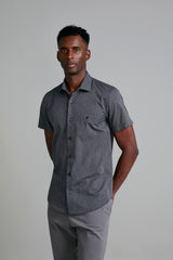 Camisa Manga Curta Slim Fit Listrada - Preto