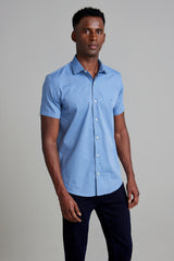 Camisa Manga Curta Slim Fit Listrada - Azul