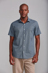 Camisa Manga Curta com Bolso Comfort Listrada - Verde