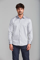Camisa Algodão Egípcio Slim Fit Listrada - Cinza Claro