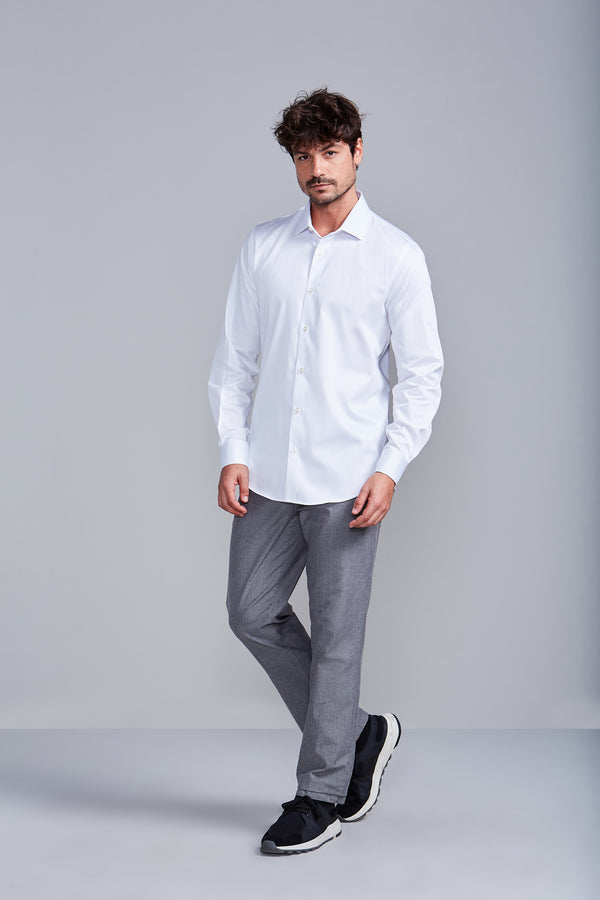 Camisa Lisa Slim Fit - Branco
