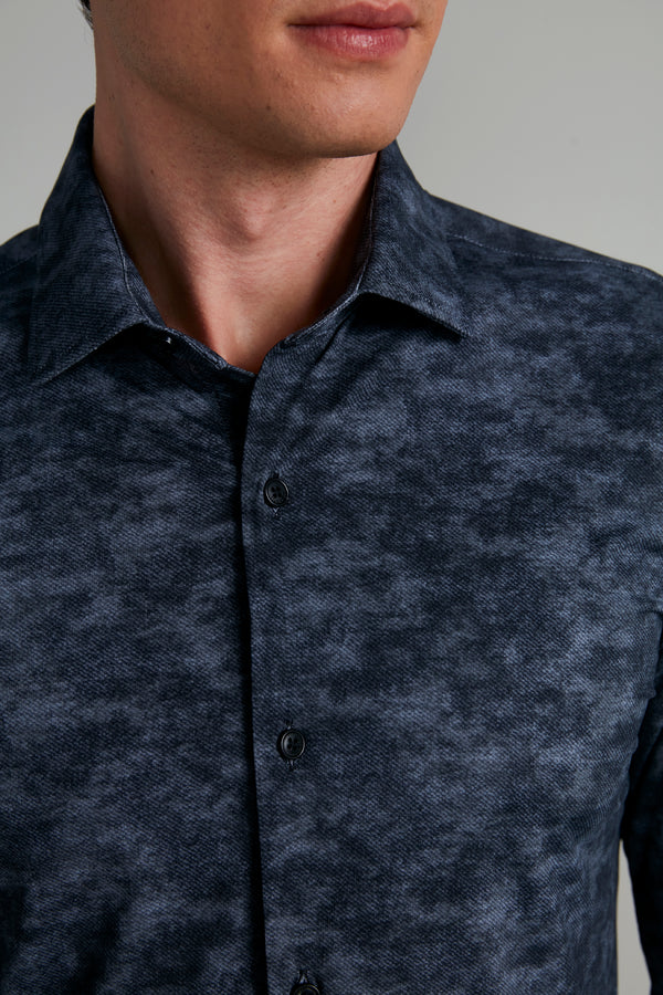 Camisa Estampada Tecnocomfy Slim Fit - Preto