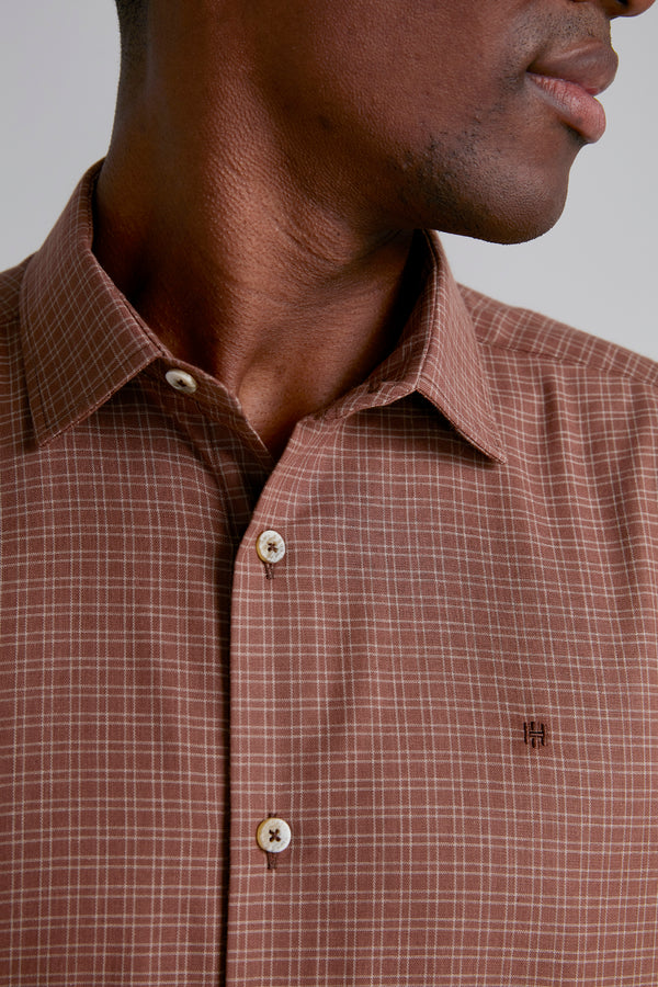 Camisa Comfort Listrada - Marrom