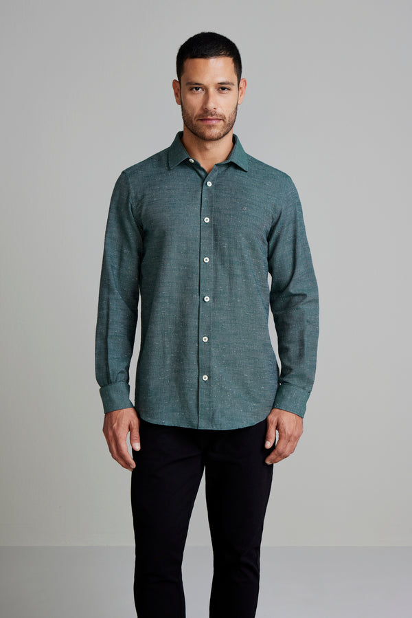 Camisa Lisa Linen Blend Comfort - Verde