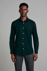 Camisa Lisa Slub Slim Fit - Verde