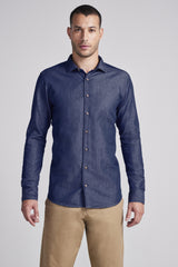 Camisa Lisa Linen Blend Comfort - Azul
