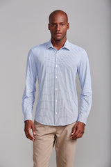 Camisa Tecnocomfy Slim Fit Listrada - Azul